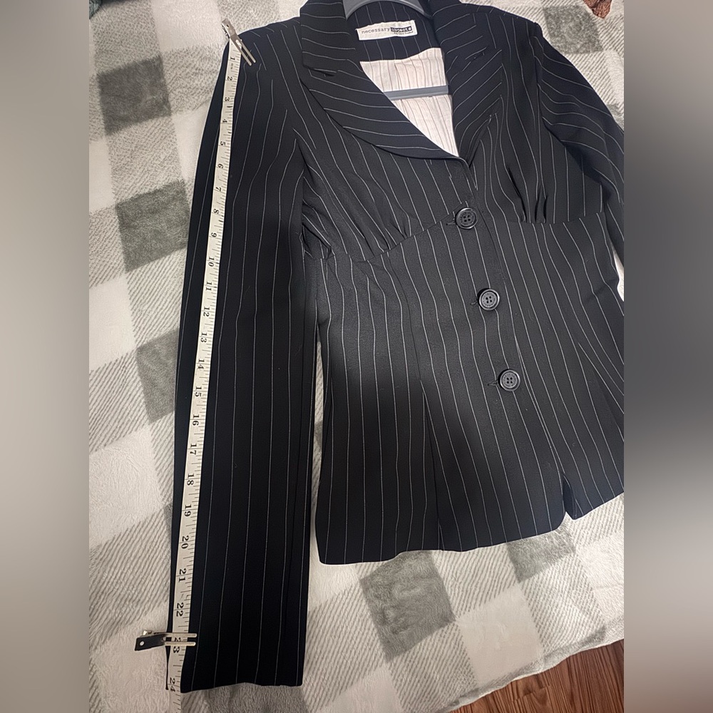 Necessary Objects Black Striped Blazer - image 6